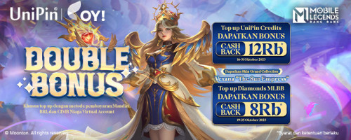 Double Bonus dari OY! Indonesia – Top Up UniPin Credits & Diamonds MLBB Dapatkan Bonus Cashback Hingga 20rb dan Skin Vexana Terbaru!